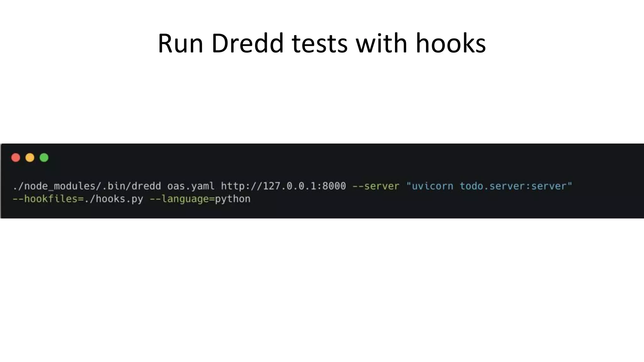 Run Dredd tests with hooks 
