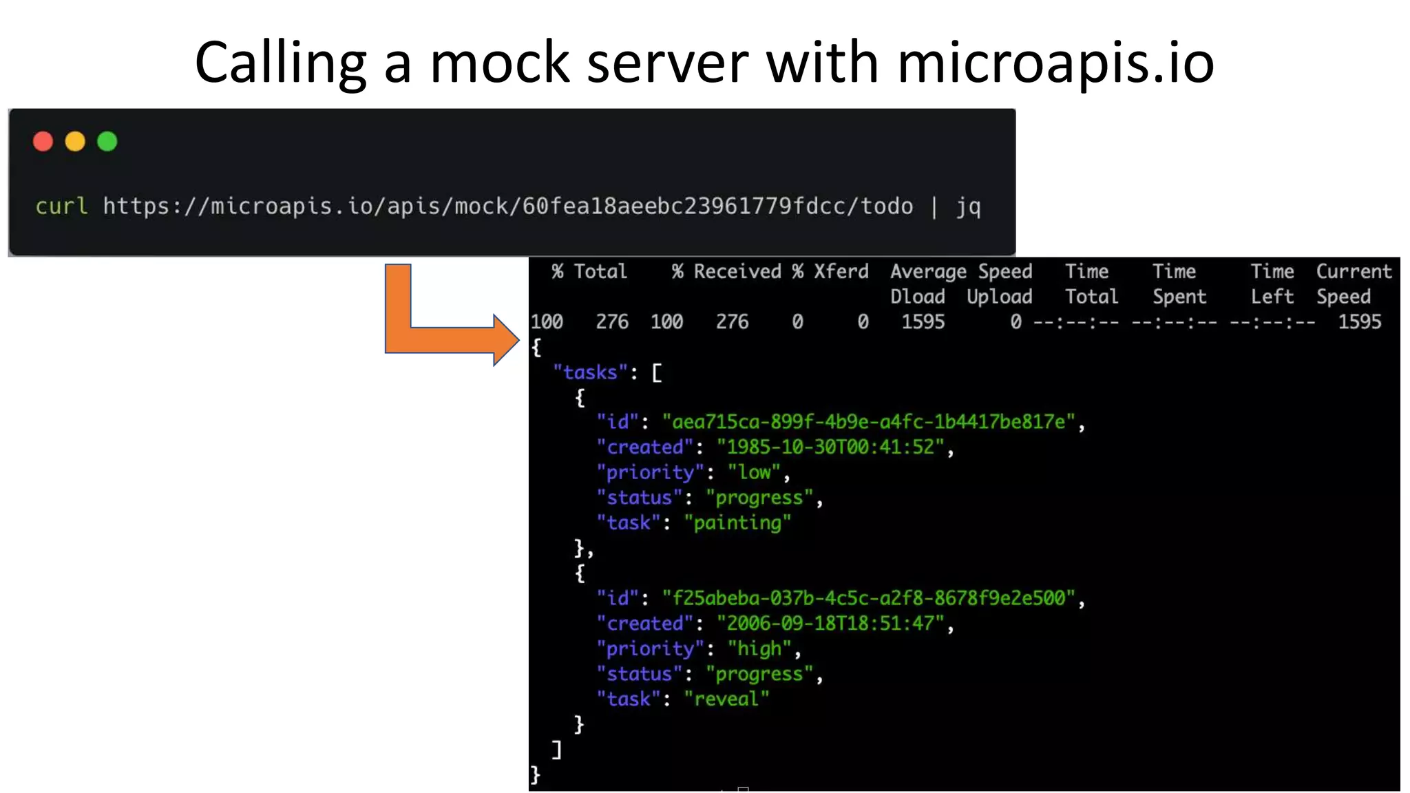 Calling a mock server with microapis.io 
