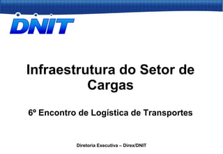 Infraestrutura do Setor de Cargas 6º Encontro de Logística de Transportes Diretoria Executiva – Direx/DNIT 