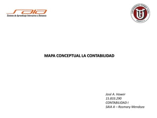 MAPA CONCEPTUAL LA CONTABILIDAD
José A. Hower
15.833.290
CONTABILIDAD I
SAIA A – Rosmary Mendoza
 