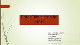 Ilícitos Tributarios y las
Penas
Jose Alexander Ledezma
CJP-133-00812
V-25148942
Derecho Tributario
Seccion: Mb01mov
 