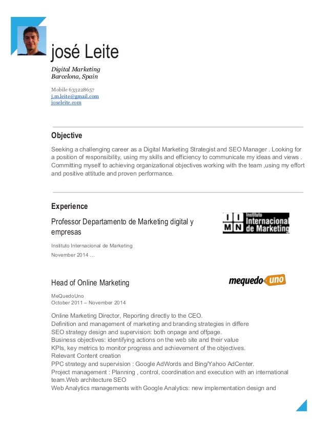 jos leite digital marketing barcelona spain mobile 633228657 jmleitegmailcom joseleite - Digital Marketing Resume jos leite digital marketing barcelona spain mobile 633228657 jmleitegmailcom joseleite - Digital Marketing Resume