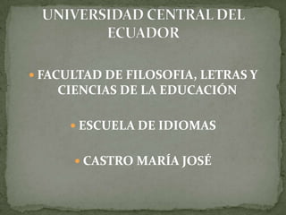  FACULTAD DE FILOSOFIA, LETRAS Y
    CIENCIAS DE LA EDUCACIÓN

      ESCUELA DE IDIOMAS


       CASTRO MARÍA JOSÉ
 