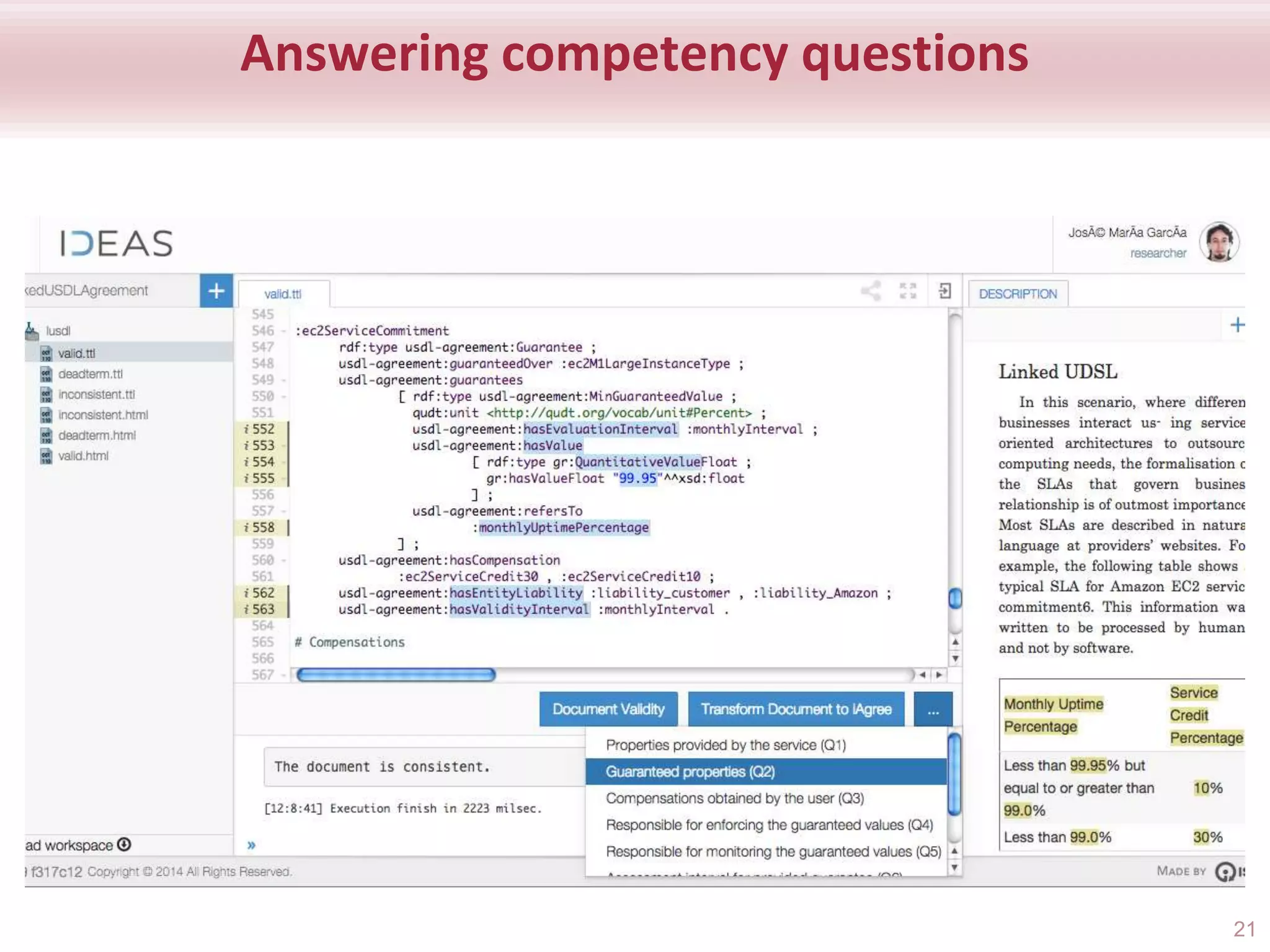 Answering competency questions
21
 