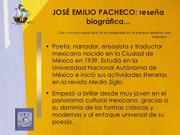 José Emilio Pacheco su vida y su poesía