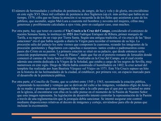 El número de hermandades y cofradías de penitencia, de sangre, de luz y vela y de gloria, era crecidísimo en este siglo XVI. Doce mil cofrades de penitencia dice Sigüenza (op.cit. más arriba) que había en su tiempo, 1579; cifra que no llama la atención si se recuerda la de los fieles que asistieron a uno de los jubileos, que ascendió, según Mal-Lara a cuarenta mil hombres y noventa mil mujeres, cifras muy generosas y posiblemente calculadas a ojos vista, pero en cualquier caso, eran muchos. Por otra parte, hay que tener en cuenta el  Vía Crucis a la Cruz del Campo , considerado el comienzo de nuestra Semana Santa, lo instituye en  1521  don Fadrique Enríquez de Ribera, primer marqués de Tarifa, a su regreso de un viaje por Tierra Santa. Según una antigua tradición, el via crucis de las "doce estaciones" era el que había seguido a diario la Virgen para recordar el tormento de su hijo. La procesión salía del palacio los siete viernes que componen la cuaresma, rezando los integrantes de la procesión -penitentes y flagelantes con capuchas o nazarenos- tantos credos o padrenuestros como pasos dio Cristo en su pasión. La primera estación se situó en su palacio, que desde entonces sería conocido popularmente como "Casa de Pilatos", dado que fue en el pretorio romano de Jerusalén donde comenzó el camino de Jesús hacia el Gólgota; finalizaba en la Cruz del Campo, en el cual existía además una ermita dedicada a la Virgen de la Soledad, que estaba a cargo de los negros de Sevilla, muy numerosos en este siglo. Diego de Merlo había construido el humilladero en 1482; la cruz actual del templete fue realizada por Juan Bautista Vázquez «el Viejo» en 1571. Este Vía Crucis supuso un hito en la historia de las hermandades de la ciudad, al establecer, por primera vez, un espacio marcado para el desarrollo de la penitencia pública.  Por otra parte, el Concilio de Trento, que se celebró entre 1545 y 1563, recomienda la estación pública, exponiendo la necesidad y ventajas que se derivan del culto a las imágenes, verdadera efigie de Jesús y de su madre y piensa que estas imágenes deben salir a la calle para que el que por su voluntad no entra en la iglesia, al encontrarse con ellas en la calle piense en el momento de la Pasión de Nuestro Señor que esta imagen representa. Su legislación de desarrollo intentó controlar la representación de la Pasión a través de una reglamentación que la jerarquía debía sancionar. Se intentó asegurar este control mediante disposiciones relativas al decoro de imágenes y cortejo, sirviéndose para ello de penas que incluian la excomunión. 