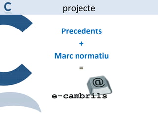projecte
Precedents
+
Marc normatiu
=
 