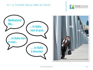 FOURTOURISM©2015 48
0 7 | I L F U T U R O D E L L E D M O I N I TA L I A
Bellissimo!
Ma…
… in Italia
non si può…
… in Italia non
è così…
… in Italia
è diverso!
 