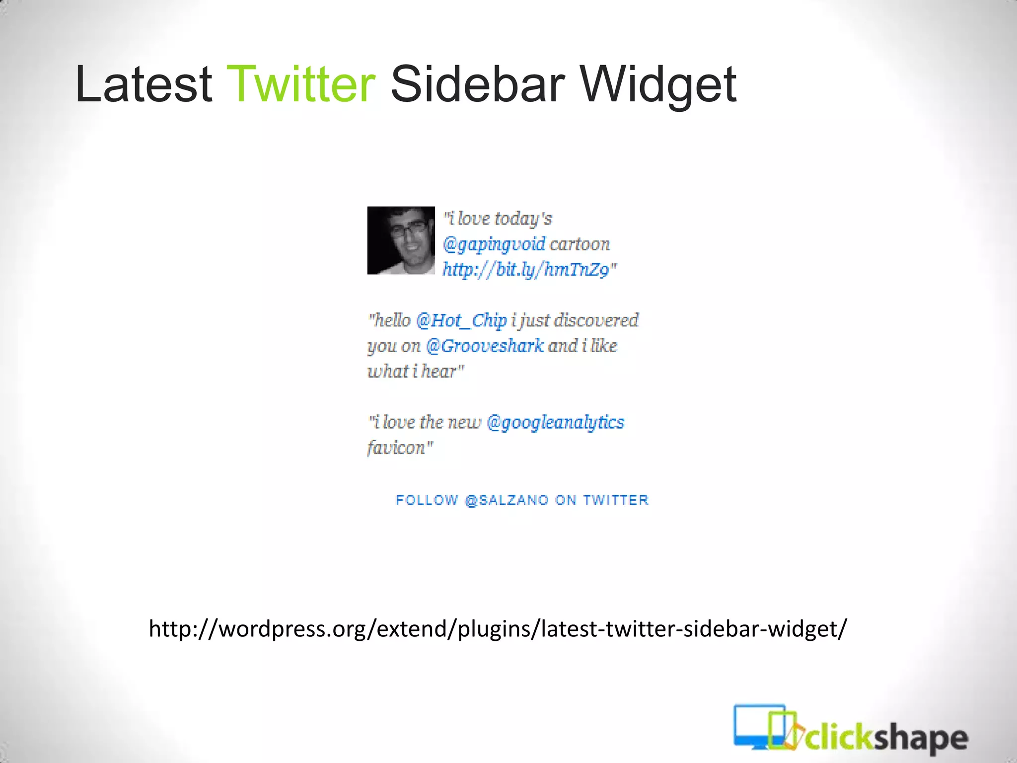 Latest Twitter Sidebar Widget




   http://wordpress.org/extend/plugins/latest-twitter-sidebar-widget/
 