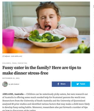 Fussy eater in the family? Here are tips to make dinner stress-free
