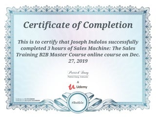  Joseph Indolos_Sales Machine: The Sales Training B2B Master Course