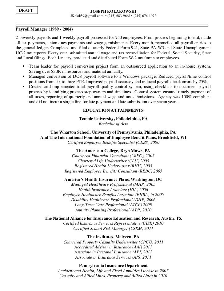 health insurance resumes