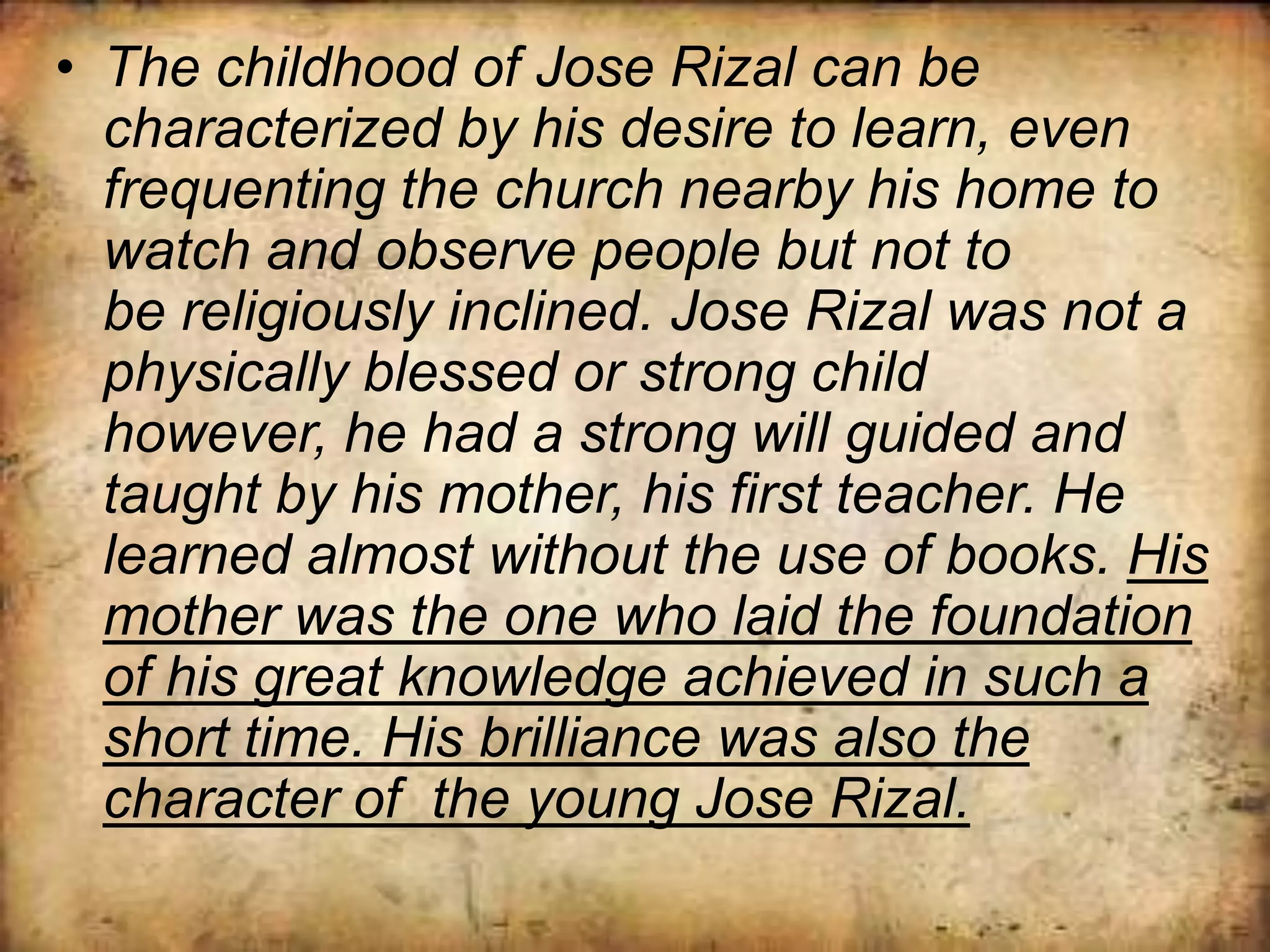 Jose Rizal's childhood | PPTX