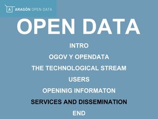 OPEN DATA
INTRO
OGOV Y OPENDATA
THE TECHNOLOGICAL STREAM
USERS
OPENINIG INFORMATON
SERVICES AND DISSEMINATION
END
 