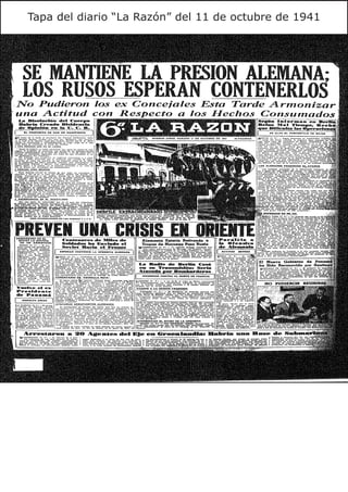 Tapa del diario “La Razón” del 11 de octubre de 1941
 