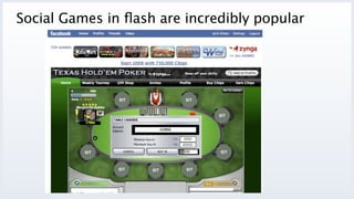 Social Games in ﬂash are incredibly popular
 