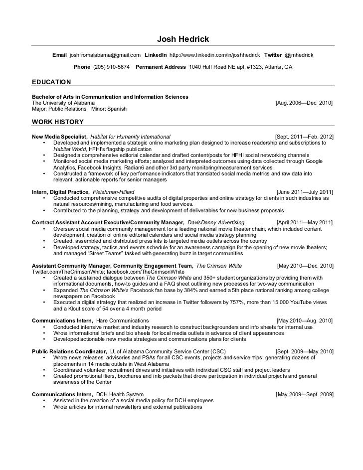 josh hedrick resume redux march 2012 v1 community involvement resumes