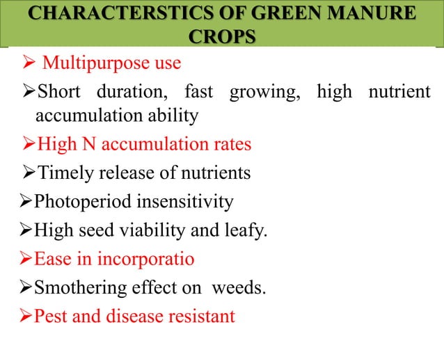 Important of green manuring and their effect on soil fertility | PPTX ...