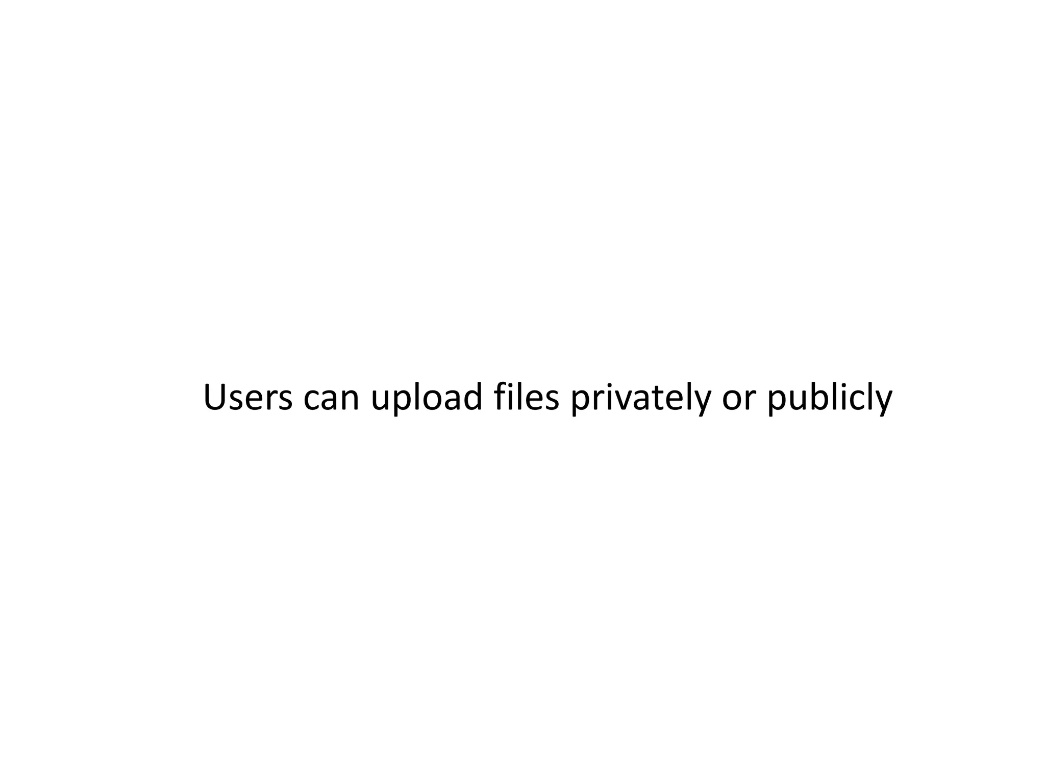 Users can upload files privately or publicly 
 