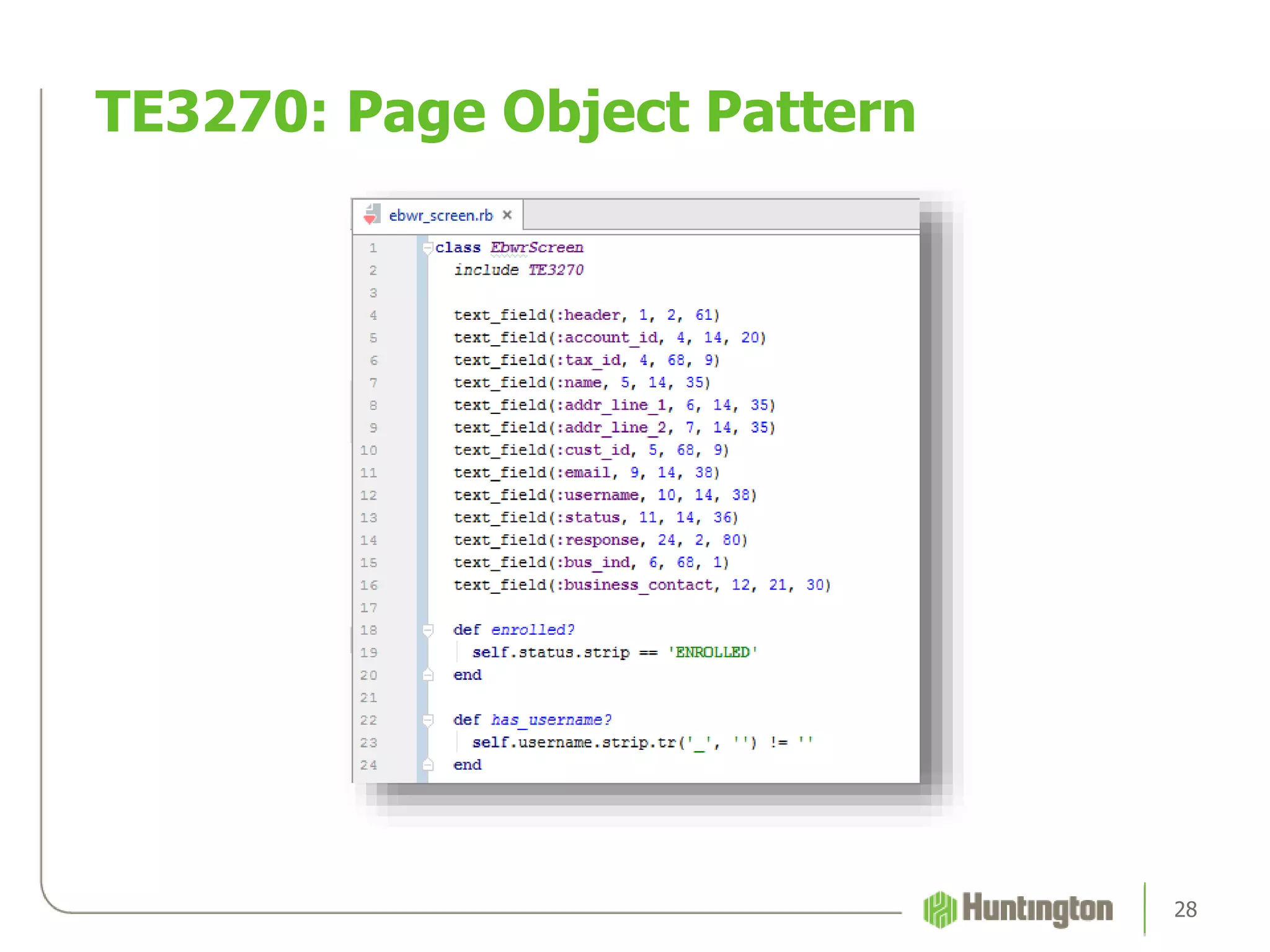 TE3270: Page Object Pattern
28
 