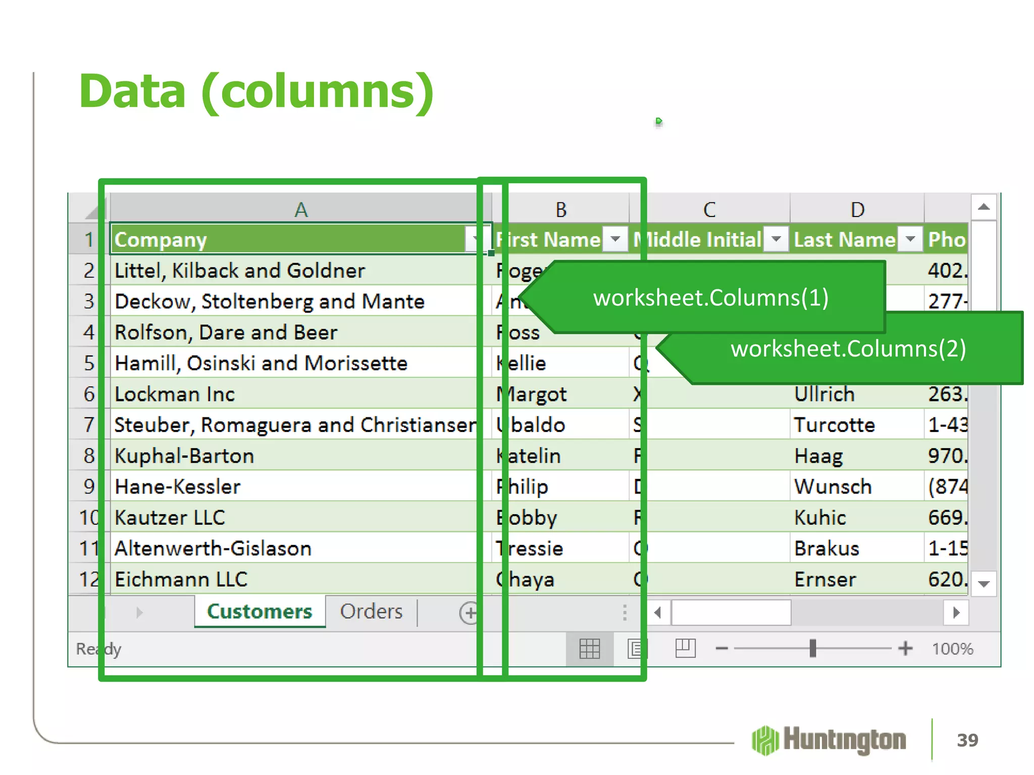 Data (columns)
39
worksheet.Columns(2)
worksheet.Columns(1)
 