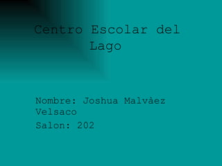 Centro Escolar del Lago   Nombre: Joshua Malv àez Velsaco Salon: 202  