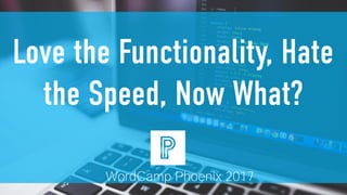 Love the Functionality, Hate
the Speed, Now What?
WordCamp Phoenix 2017
 