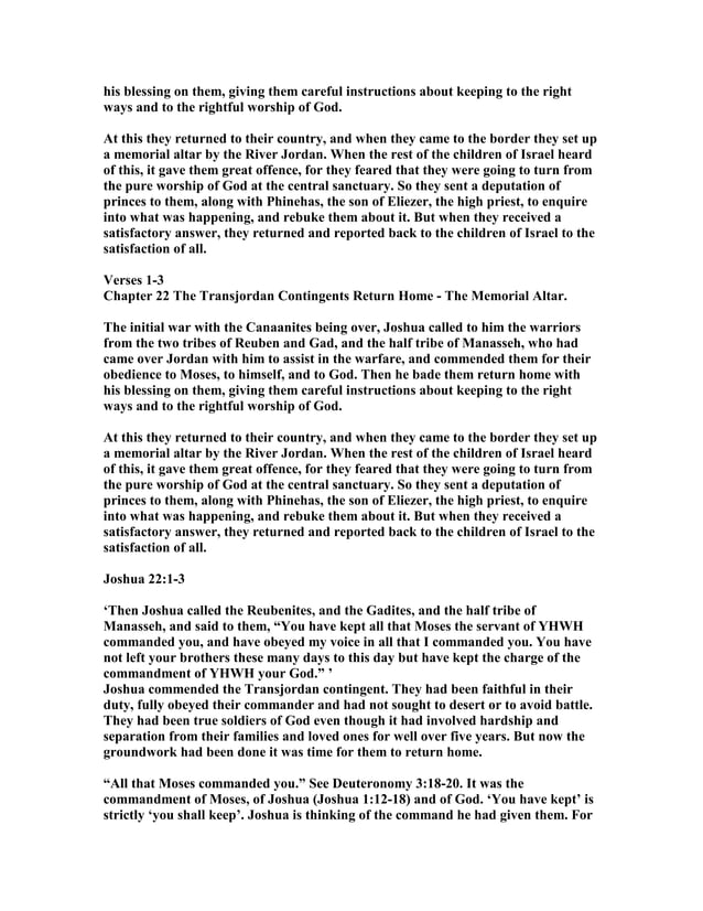 Joshua 22 Commentary Pdf Christianity Religion Spirituality