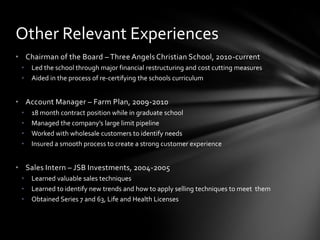 MBA – Indiana University Kelley School of Business, 2010Strategic Management ConcentrationBachelors of Business Administration – Andrews University, 2005Finance ConcentrationSIFE Project CoordinatorStudent TutorEducational Achievements