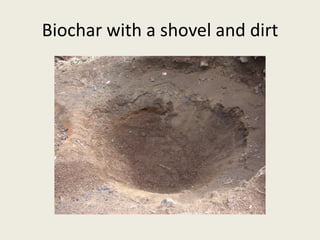 Biochar with a shovel and dirt
 