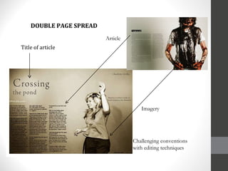 DOUBLE PAGE SPREAD Title of article Article Imagery Challenging conventions with editing techniques 