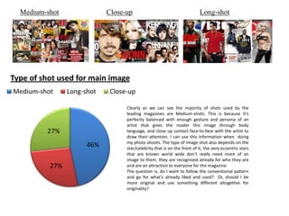 Plenty of sub-pictures demonstrated on the more popular magazines.I am designing an original magazine issue specifically aimed for a music genre magazine. During this I will produce a front cover of the magazine and one content page.Consumer audience