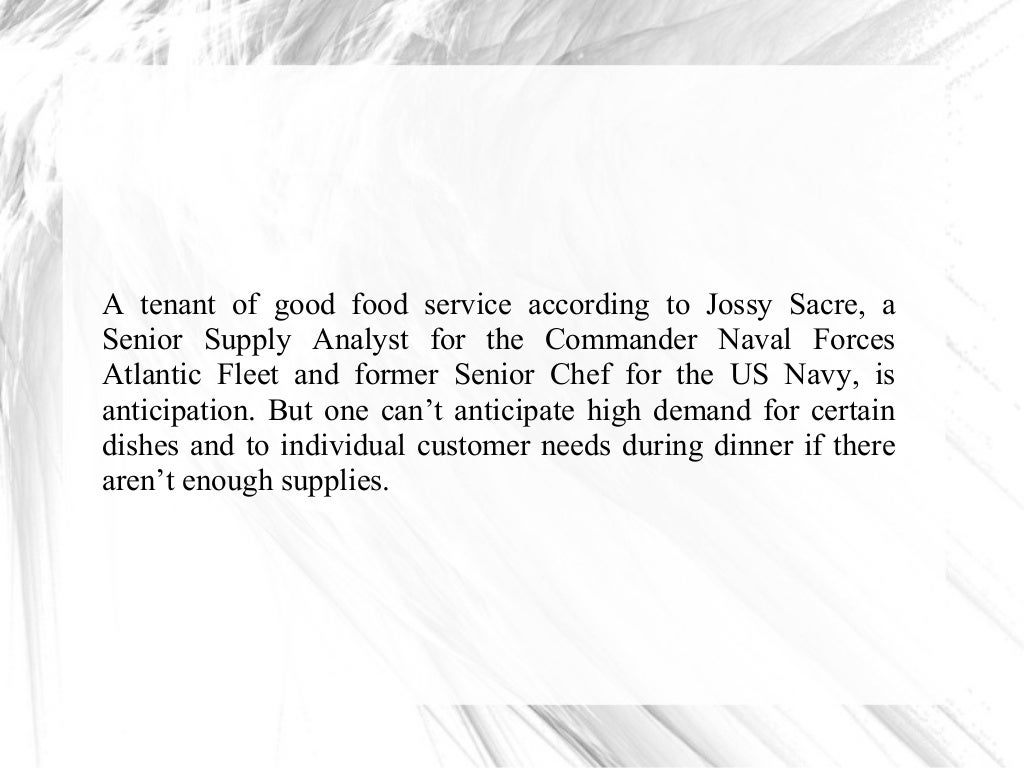Jossy Sacre logistics is the key to good food service