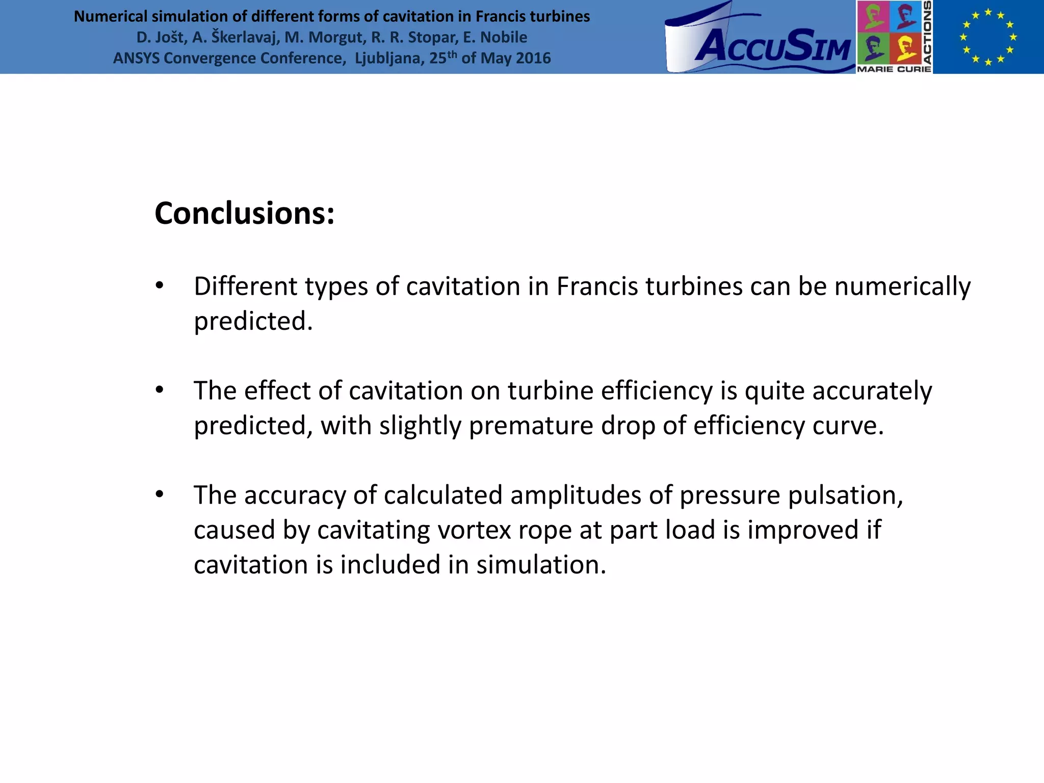 Numerical simulation of different forms of cavitation in Francis ...