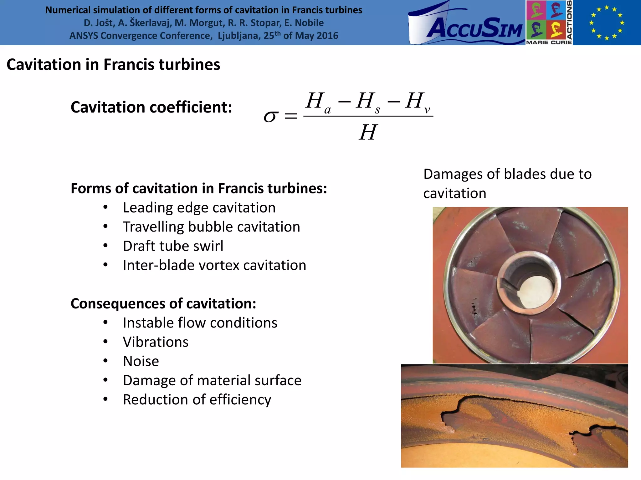 Numerical simulation of different forms of cavitation in Francis ...