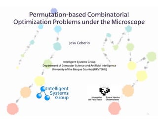 Permutation-based Combinatorial
Optimization Problems under the Microscope
Josu Ceberio
Intelligent Systems Group
Department of Computer Science and Artificial Intelligence
University of the Basque Country (UPV/EHU)
1	
 