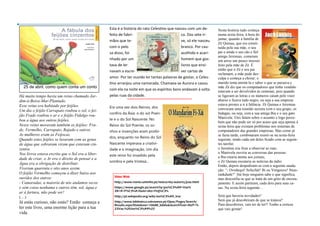 Há muito tempo havia um reino chamado Jar-
dim-à-Beira-Mar-Plantado.
Esse reino era habitado por feijões.
Um dia o feijão Carrapato roubou o sol, o fei-
jão Frade roubou o ar e o feijão Fidalgo rou-
bou a água aos outros feijões.
Nesse reino moravam também os feijões: Fra-
de, Vermelho, Carrapato, Rajado e outros.
As mulheres eram as Feijocas.
Quando estes feijões se lavaram com as gotas
de água que sobraram viram que estavam cin-
zentos.
Nos livros estava escrito que o Sol era a liber-
dade de criar, o Ar era o direito de pensar e a
Água era a obrigação de distribuir.
Viveram quarenta e oito anos assim.
O feijão Vermelho começou a dizer baixo aos
ouvidos dos outros:
- Camaradas, a maioria de nós andamos secos
e sem coisa nenhuma e outros têm, sol, água e
ar à fartura, não pode ser!
(…)
Já estás curioso, não estás? Então começa a
ler este livro, uma enorme lição para a tua
vida.
Sítios Web
http://www.nonio.uminho.pt/netescrita/autores/jvaz.html
https://www.google.pt/search?q=jos%C3%A9+Vaz%
2B+A+F%C3%A1bula+dos+Feij%C3%
http://pt.wikipedia.org/wiki/Jos%C3%A9_Vaz
http://www.biblioteca.salesianos.pt/Opac/Pages/Search/
Results.aspx?Database=10688_biblio&SearchText=AUT=%
22Vaz,%20Jos%C3%A9%22
25 de abril, como quem conta um conto
Nesta história tudo começa
numa sexta-feira, à hora do
jantar, quando a família de
Zé Quinau, que era consti-
tuída pela sua mãe, o seu
pai e ainda o seu cão e fiel
amigo Jeremias, comeram
um arroz um pouco insosso
feito pela mãe de Zé. É
então que o Zé e seu pai
reclamam, a mãe pede des-
culpa e começa a chorar; o
marido tenta animá-la e saber o que se passava e
mãe Zé diz que os computadores que tinha vendido
estavam a ser devolvidos às centenas, pois quando
se ligavam as letras e os números caíam pelo visor
abaixo e ficava tudo negro, ou seja a sua empresa
estava prestes a ir à falência. Zé Quinau e Jeremias
convocam uma reunião secreta com o seu grupo, os
Indagas, ou seja, com a sua amiga Bia e o seu gato
Manivela. Eles falam sobre o assunto e logo perce-
bem que não pode ser só por acaso que seja apenas à
sexta-feira que existam problemas nos sistemas de
computadores das grandes empresas. Mas como já
se fazia tarde, combinaram reunir-se na sexta-feira
seguinte, tendo cada um deles ficado com as seguin-
tes tarefas:
o Jeremias iria ficar a observar as ruas;
o Manivela ouviria as conversas das pessoas;
a Bia estaria atenta aos jornais;
o Zé Quinau escutaria as notícias da rádio.
Então, depois despediram-se com a seguinte sauda-
ção: “- Ovedequí! Sefazfaít! Bi ou Vengouve! Stras-
rankdunk!” Até hoje ninguém sabe o que significa,
mas desconfia-se que se trata de um grito de encora-
jamento. E assim partiram, cada dois para suas ca-
sas. Na sexta-feira seguinte…
Será que haveria novidades?
Será que já descobriram de que se tratava?
Para descobrires, vais ter de ler!! Tenho a certeza
que vais gostar!
Era uma vez dois Reinos, dos
confins da Ásia: o do sol Poen-
te e o do Sol Nascente. No
Reino do Sol Poente, os so-
nhos e invenções eram proibi-
dos, enquanto no Reino do Sol
Nascente imperava a criativi-
dade e a imaginação. Um dia
este reino foi invadido pela
sombra e pela tristeza...
Esta é a história do rato Celestino que nasceu com um de-
feito de fabri- co. Dos sete ir-
mãos que te- ve, só ele nasceu
com o pelo branco. Por cau-
sa disso, foi acolhido e acari-
nhado por um homem que gos-
tava de ler livros que ensi-
navam a escre- ver cartas de
amor. Por ter ouvido ler tantas palavras de gostar, o Celes-
tino arranjou uma namorada. Chamava-se Aurora e casou
com ela na noite em que os espíritos bons andavam à solta
pelas ruas da cidade.
 
