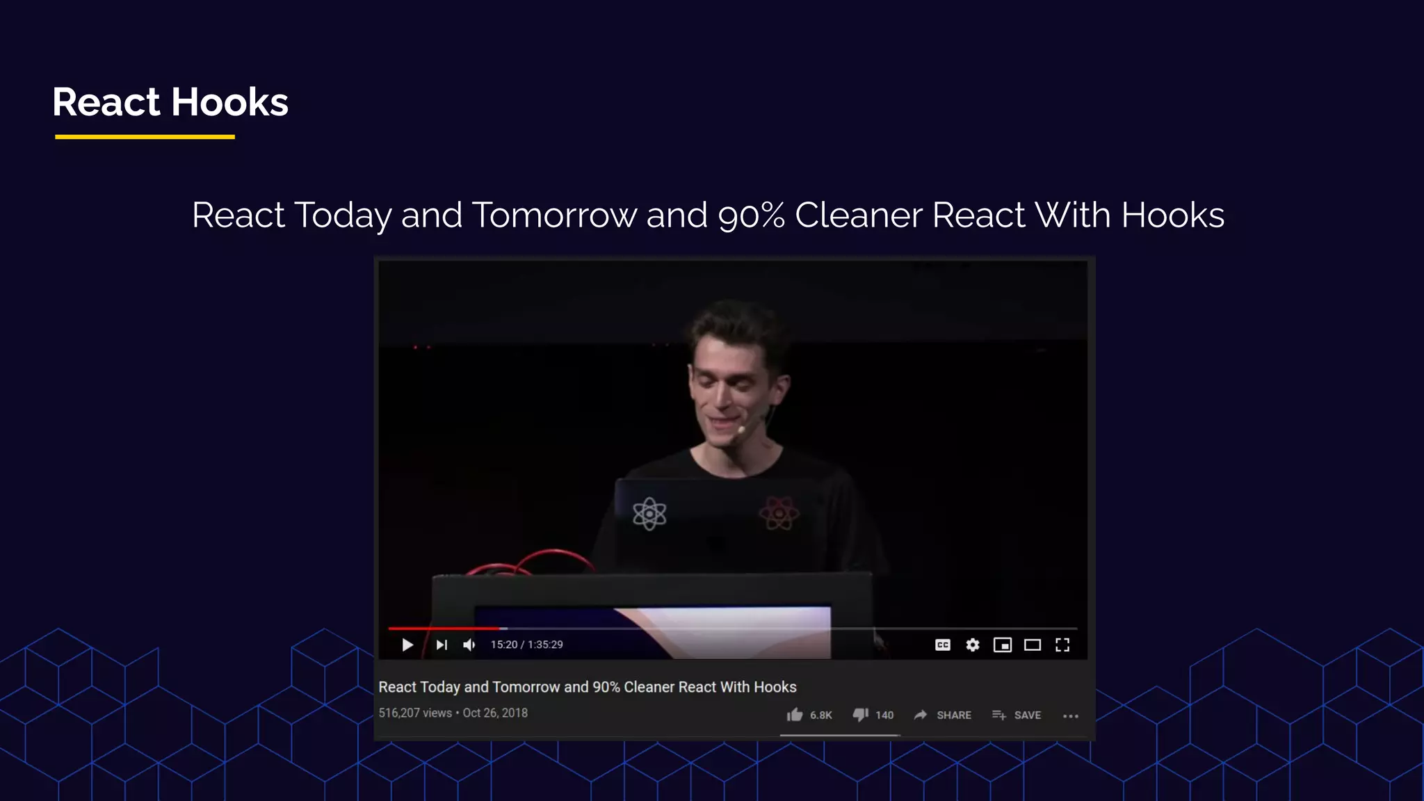 React Hooks
React Today and Tomorrow and 90% Cleaner React With Hooks
 