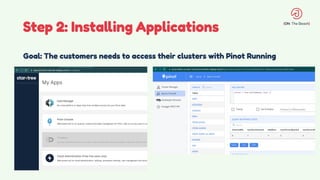 Step 2: Installing Applications
Goal: The customers needs to access their clusters with Pinot Running
 