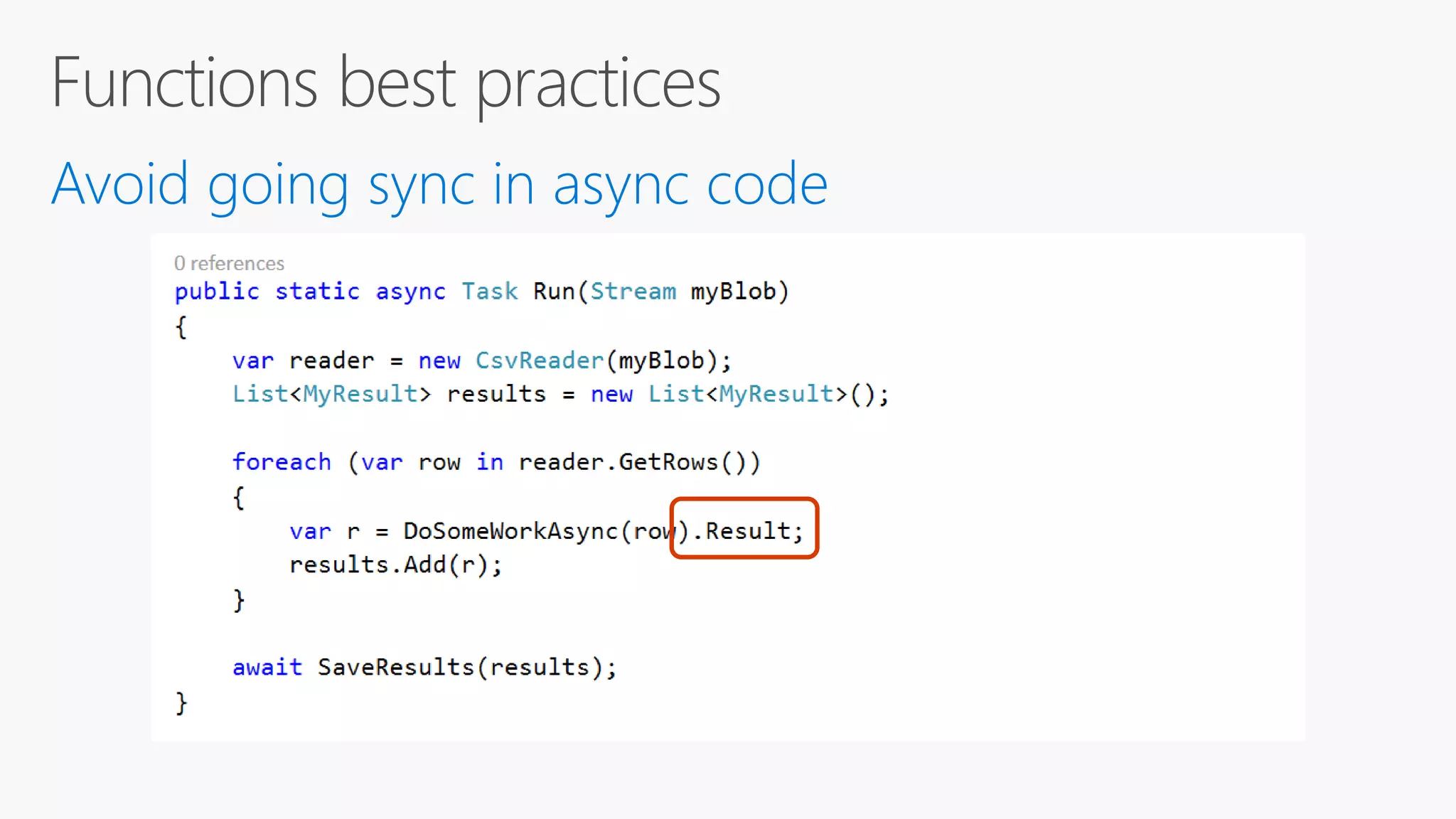 Avoid going sync in async code 