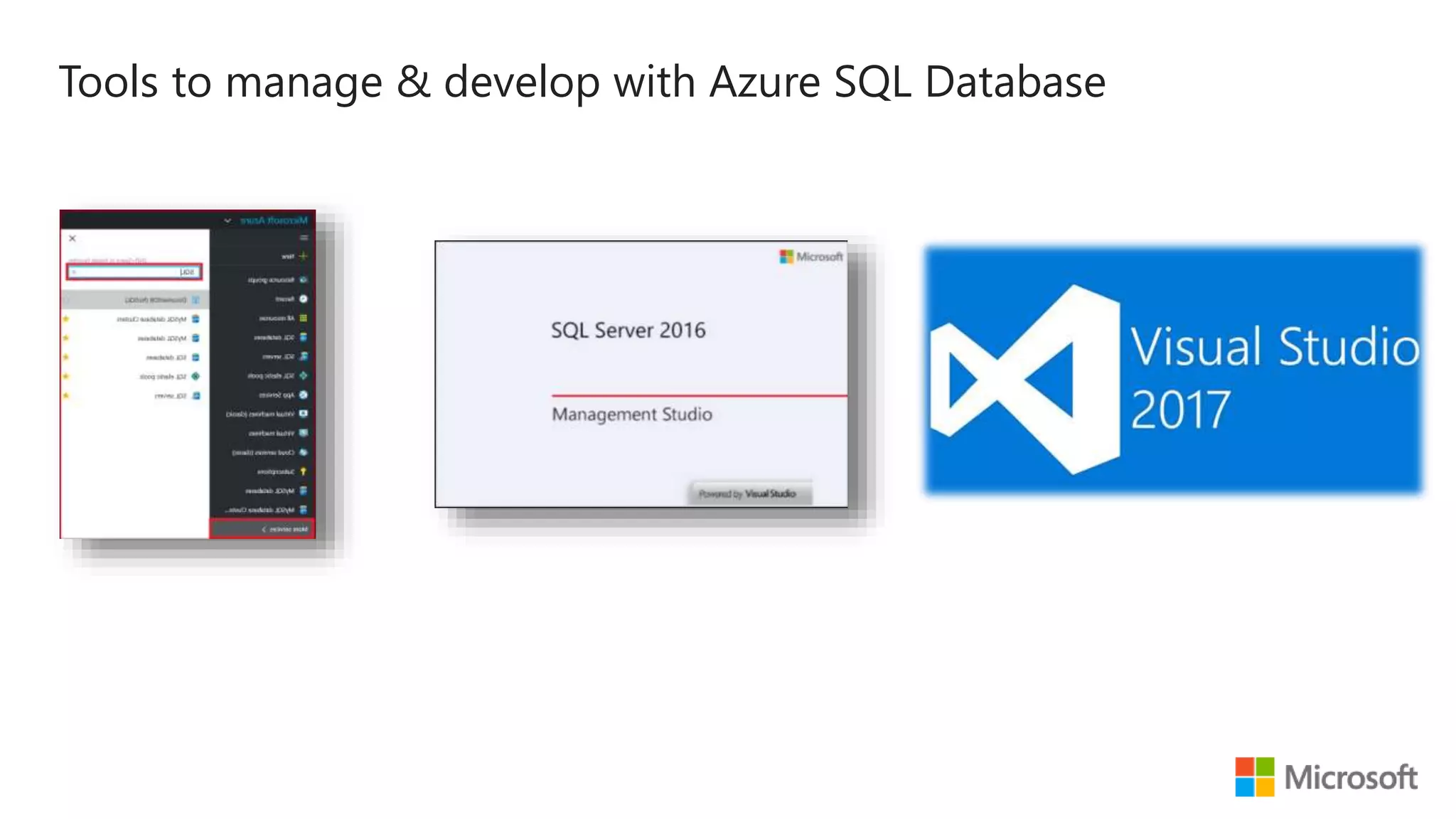 Tools to manage & develop with Azure SQL Database 
