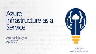 Azure
Infrastructure as a
Service
AmmarHasayen
April2017
JoTechies
www.jotechies.com
 