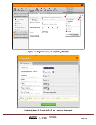 Figura 10: Propriedades de um campo no formulário




Figura 10: Itens da Propriedades de um campo no formulário



                                                             Página 6
 