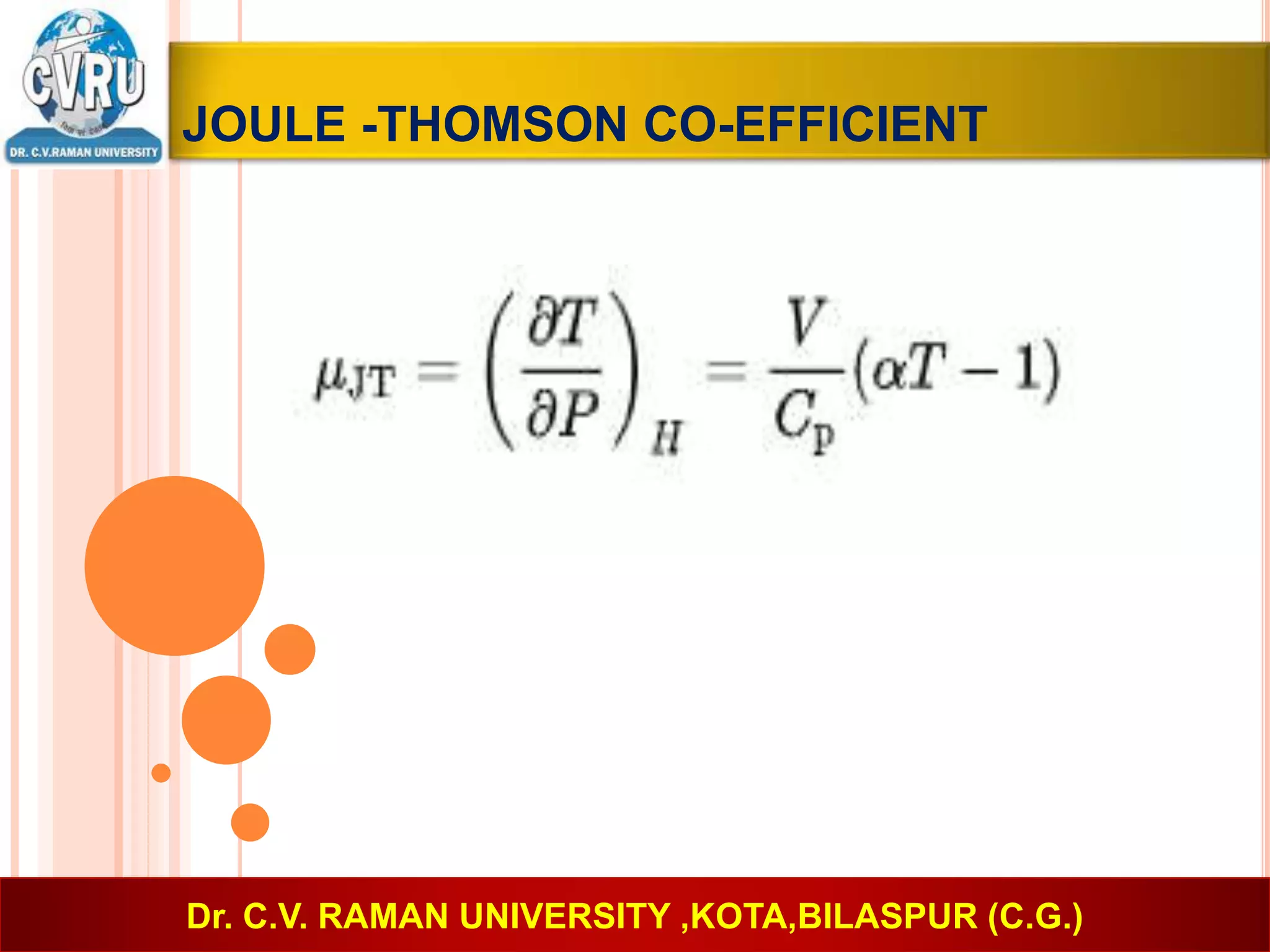 Joule thomson cooling effect | PPTX