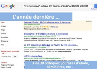 L’année dernière … + de 30 colloques, journées d’étude, séminaires, etc … 