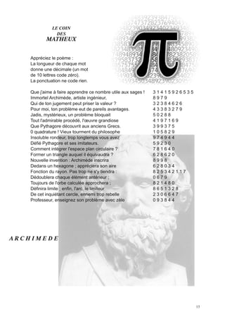 13
LE COIN
DES
MATHEUX
A R C H I M E D E
 