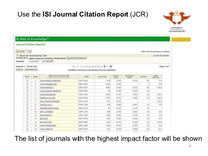 Journal Citations Impact Factors