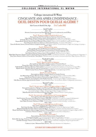 El Watan - Mercredi 27 juin 2012 - 4

C O L L O Q U E I N T E R N AT I O N A L E L WATA N
 