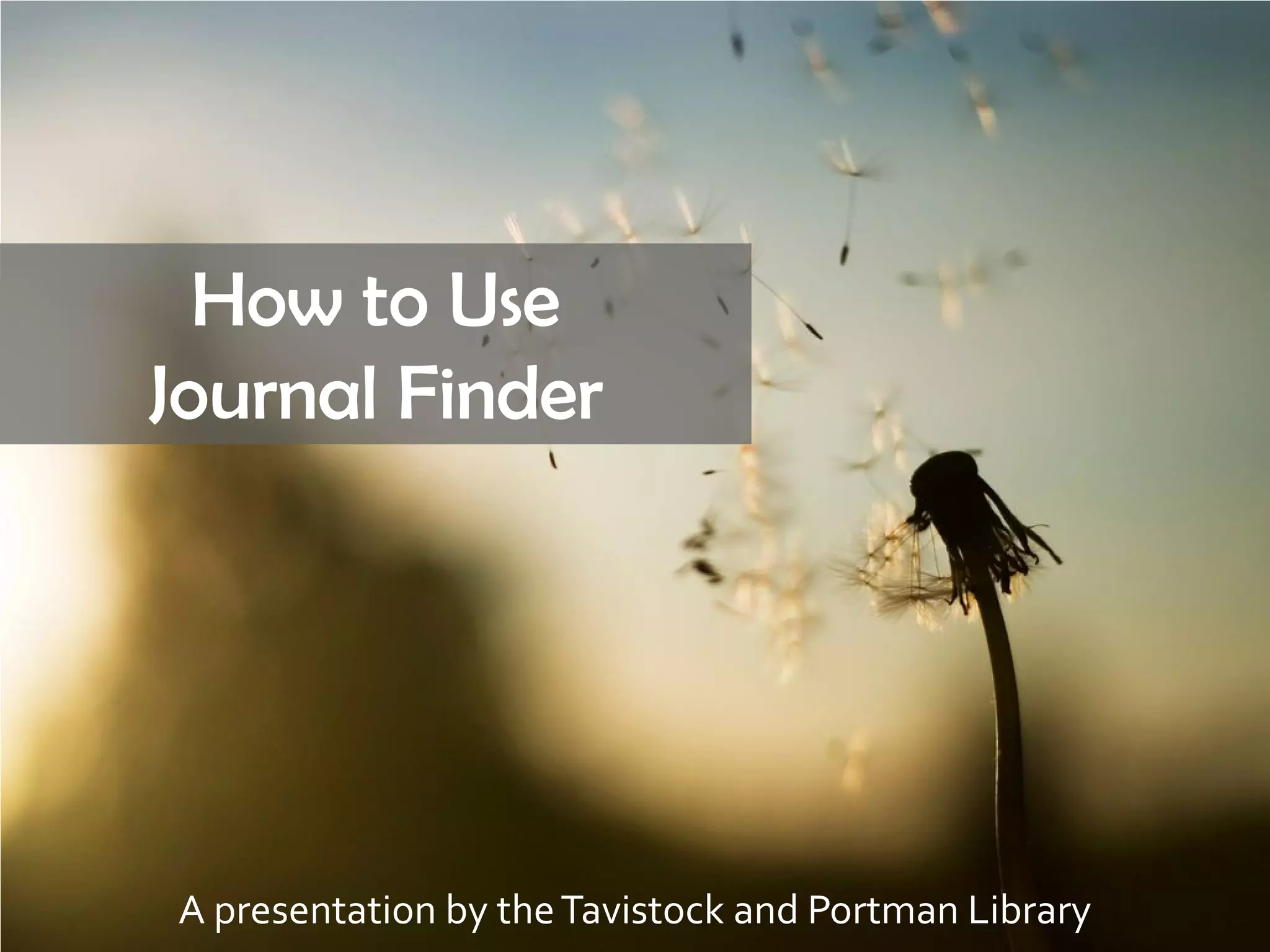 How to use Journal finder PPT