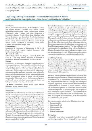 Local Drug Delivery Modalities in Treatment of Periodontitis: A Review ...